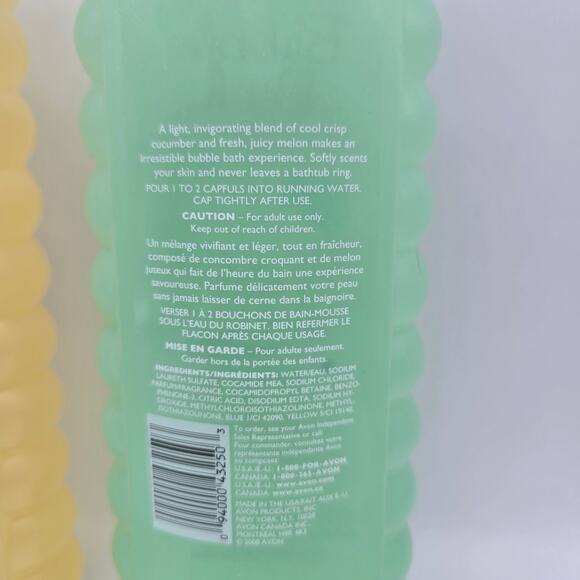 Avon Bubble Bath Sweet Honeysuckle & Lily, Cucumber Melon 24 Fl Oz New Sealed - Picture 5 of 5